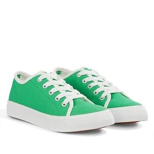 Bebo Canvas Lace-Up Green & White Sneakers Toddler/Preschool Size 11